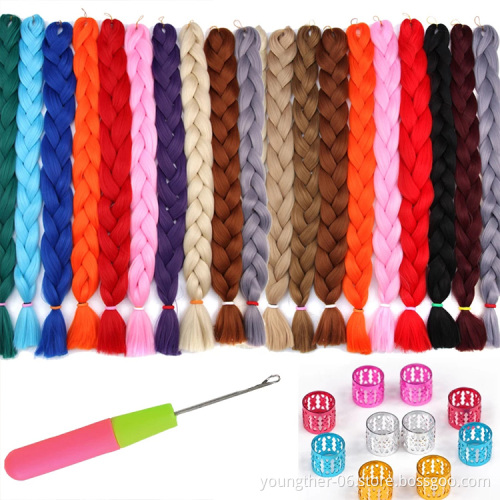 Wholesale 82inch Jumbo Braiding Hair High Temperature Fiber Synthetic Jumbo Ombre Stretched Synthetic Hair